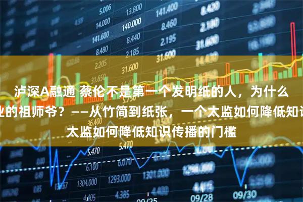 泸深A融通 蔡伦不是第一个发明纸的人，为什么他成了造纸业的祖师爷？——从竹简到纸张，一个太监如何降低知识传播的门槛